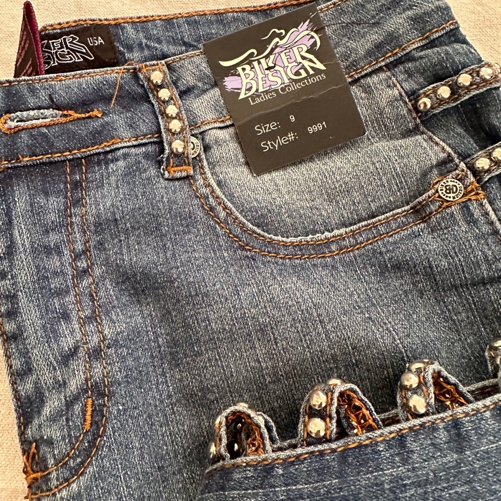 Biker Design ladies collection NEW size 9 denim jeans